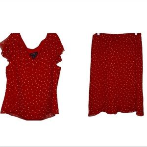 Cynthia Howie Silk Skirt Set Red